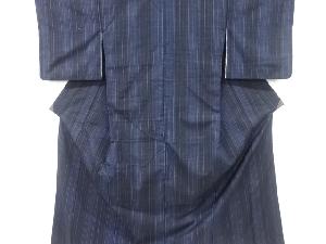 リサイクル　縞織り出し手織り真綿紬着物